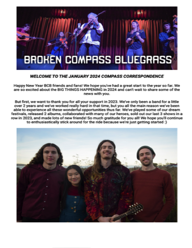 Broken Compass Bluegrass Newsletter 2023-01-23